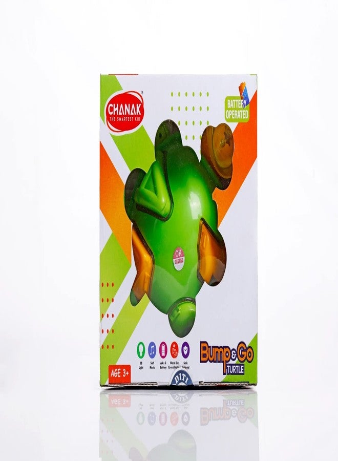 Chanak Bump & Go Turtle Toy, Bump & Go Turtle with Sound & Lighting, 360° Rotation Turtle Toy for Kids, Suitable for Kids Above 3 Years, BIS Approved (Green) - Image 3